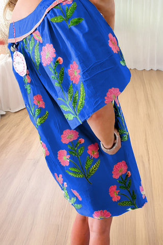 Floral Embroidered Puff Sleeve Dress