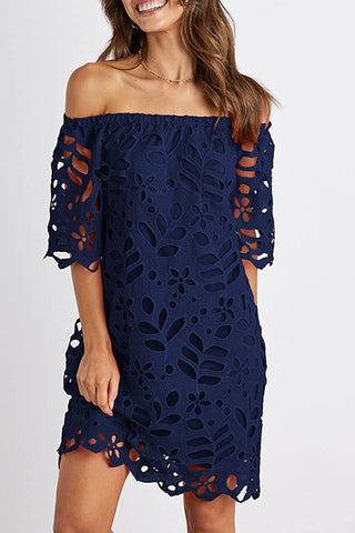 Off-Shoulder Lace Mini Dress