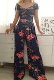 Off-Shoulder Floral Print Jumpsuit