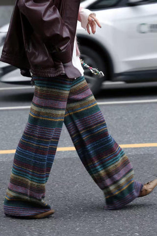 Striped Wide-Leg Casual Pants