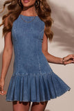 Sleeveless Denim Pleated Dress