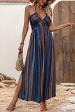 Striped Halter Beach Maxi Dress