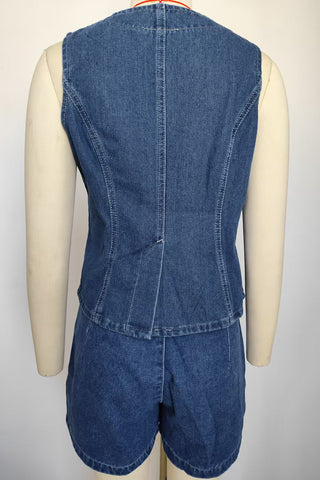 Sleeveless Button-Front Short Set