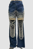 Beaded Cutout Straight-Leg Jeans