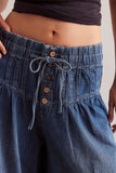 Casual Button-Front Wide Leg Jeans