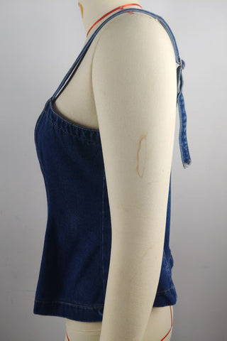 Denim Tank Top with Square Neckline