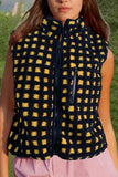 Zip-Front Checkered Vest