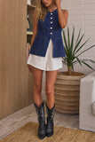 Sleeveless Button-Front Denim Top
