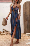 Striped Halter Beach Maxi Dress