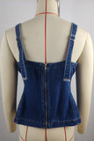 Denim Tank Top with Square Neckline