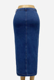 Button-Front Denim Maxi Skirt