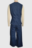 Sleeveless Button-Front Vest Set