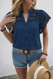 Eyelet Button-Front Blouse