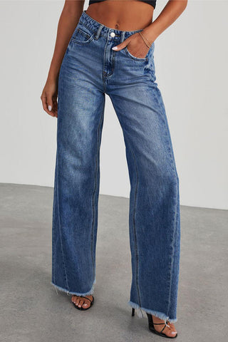 High-Rise Wide-Leg Straight Jeans