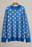 Patterned Knit Crewneck Sweater