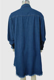 Vintage Frayed-Hem Denim Shirt Dress