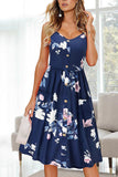 Buttoned Floral Casual Dress
