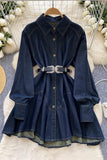 Button-Down Denim Dress with Belt