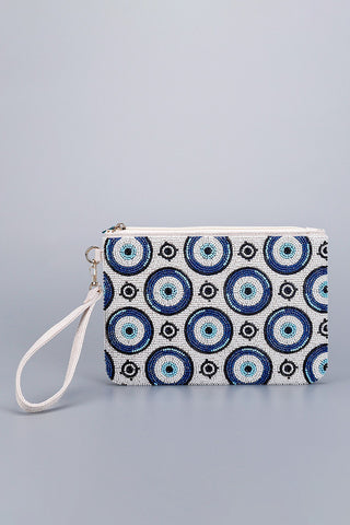 Embellished Lemon Design Wristlet Pouch