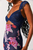 Cut-Out Floral Dress with Lace Trim
