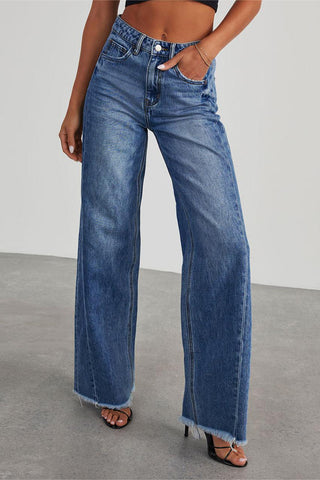 High-Waisted Straight-Leg Jeans