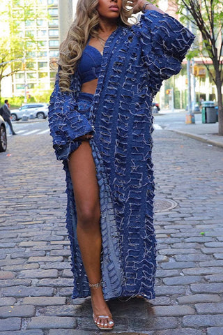 Long Textured Cape Coat