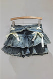 Layered Ruffle Mini Skirt with Bows