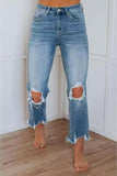Distressed Straight-Leg Jeans
