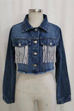 Fringed Cropped Denim Jacket
