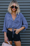 Button-Down Crop Shirt-Blouse