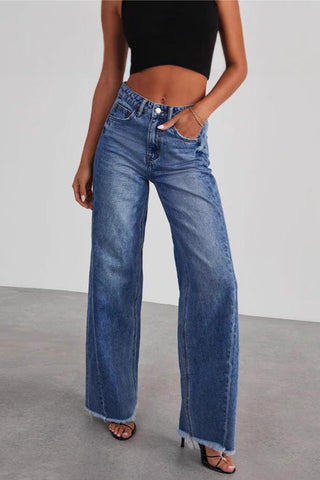 High-Waist Straight Leg Jeans
