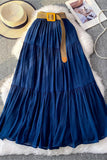 Tiered Maxi Skirt with Belt