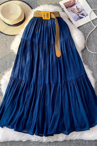 Tiered Maxi Skirt with Belt