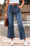 Cropped High Rise Wide Leg Jeans