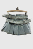 Belted Pleated Mini Skirt