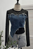 Distressed Layered Denim Blouse