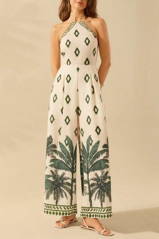 Palm Tree Halter Jumpsuit