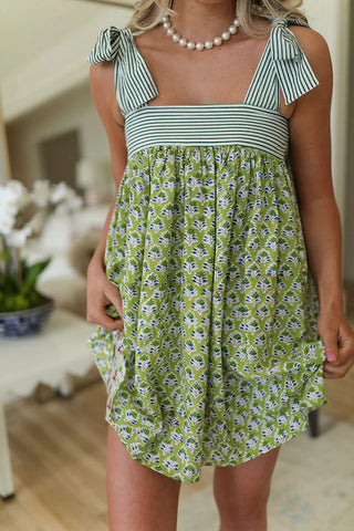 Striped Bow-Tie Casual Dress