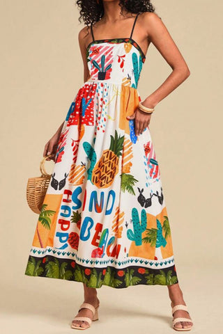 Colorful Strappy Print Dress