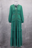 V-Neck Maxi Dress with Lace Panelling