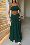 Ruffle Crop Top and Maxi Skirt Set