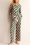 Striped Button-Up Pants Set