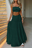 Ruffle Crop Top and Maxi Skirt Set
