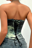 Strapless Artistic Print Corset Top