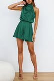 Sleeveless Halter Mini Dress