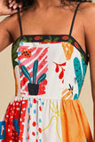 Colorful Strappy Print Dress