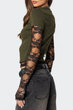 Lace Sleeve Fitted Tee