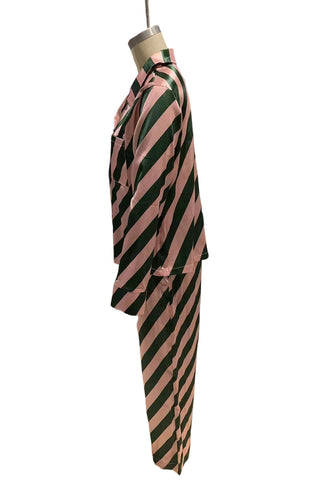 Striped Button-Up Pants Set