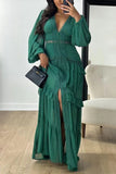 V-Neck Maxi Dress with Lace Panelling