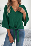 V-Neck Button-Front Blouse